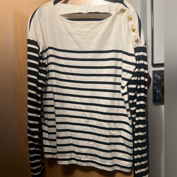 Rag and bone striped tee size large - Picture 7 of 8